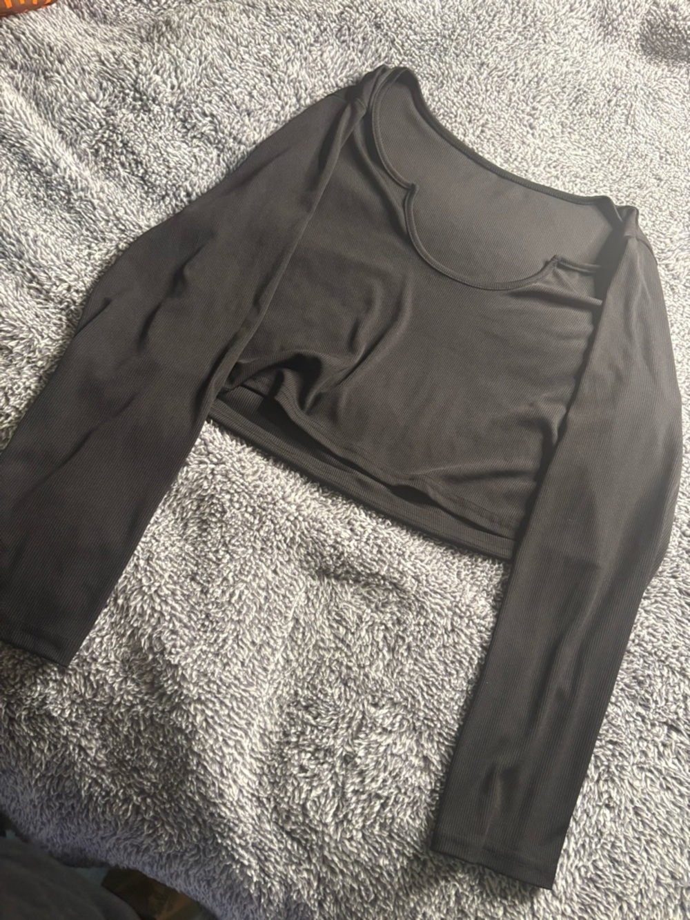 SHEIN Black Long-Sleeve Mesh Crop Top